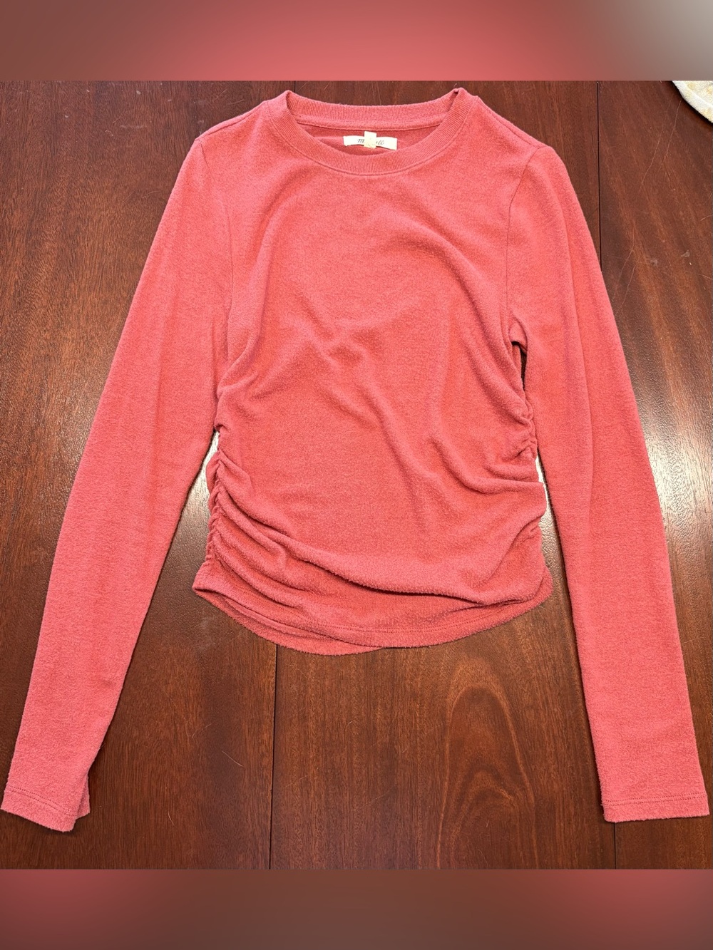 Madewell Long Sleeve Ruched Brushed Jersey Top